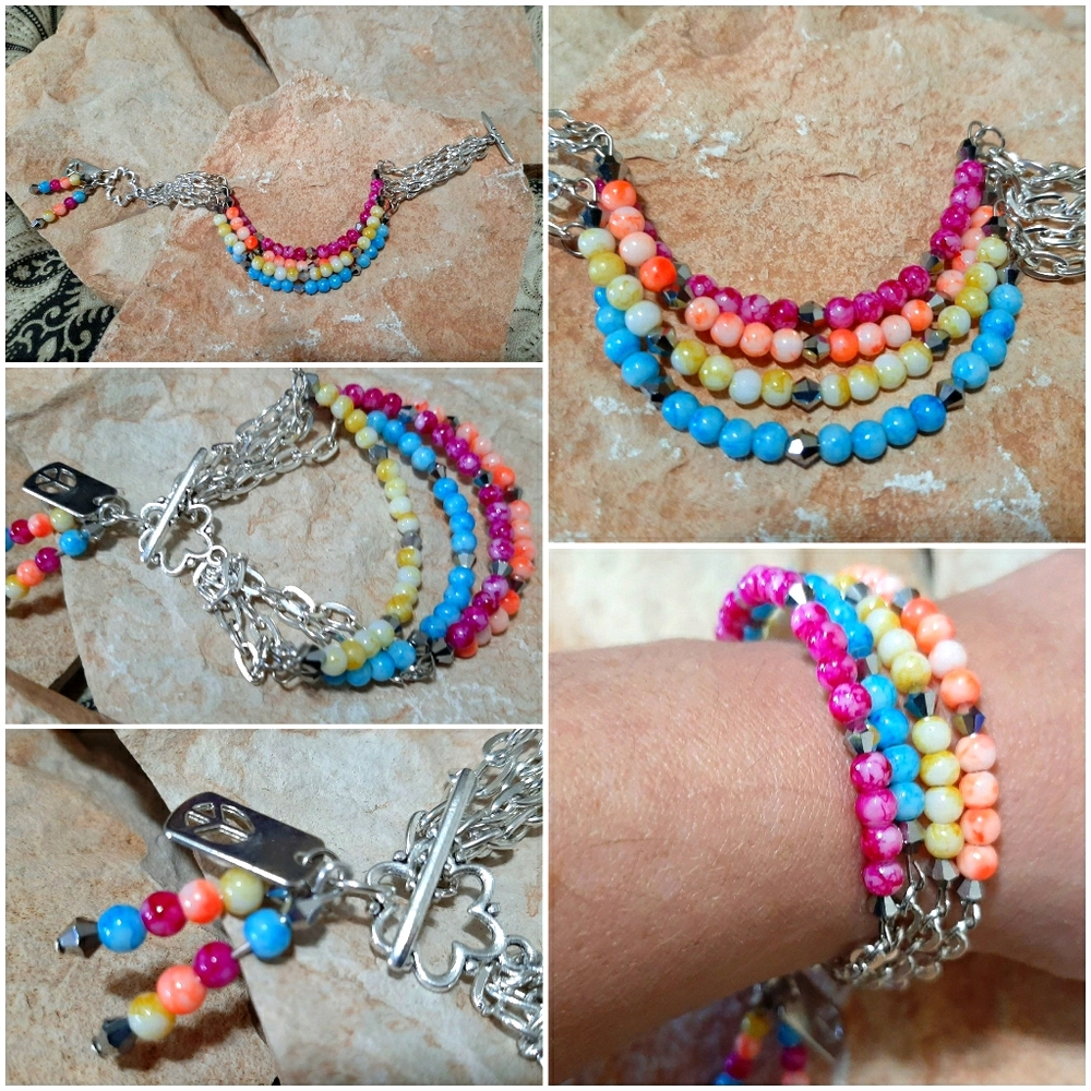 Playful 4 strand memory wire bracelet